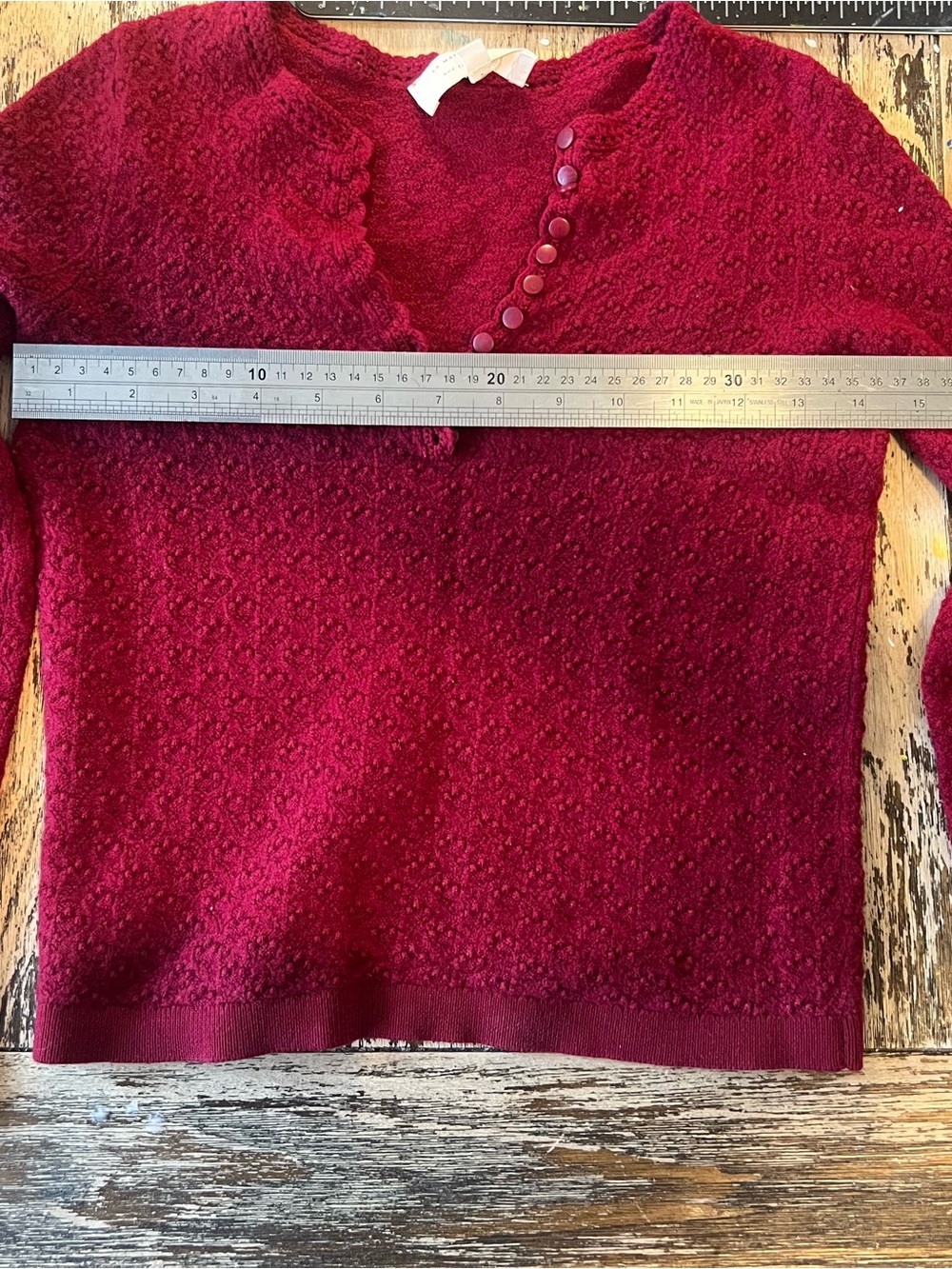 Sezane Alexa Jumper Merino Wool Cropped Fit XXS XS Burgundy - Picture 2 of 6